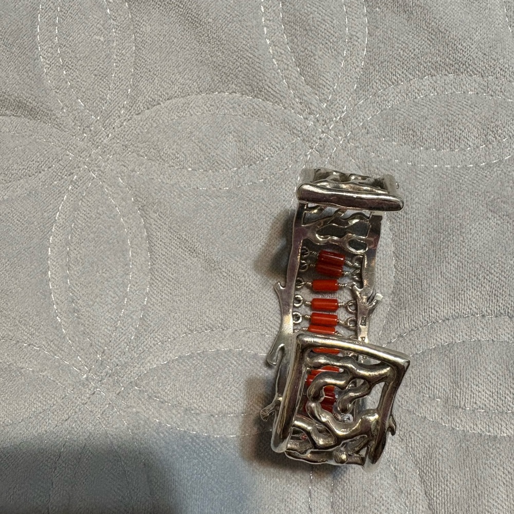 Studio Barse Silver And Red Statement Bracelet - image 3